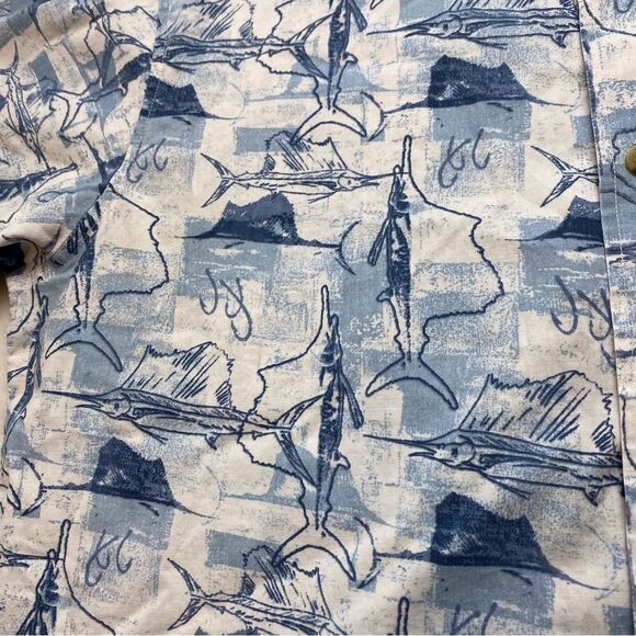 Woolrich Moccasin Saltwater Fish Short Sleeve Button Down Shirt Size Large - Picture 7 of 12